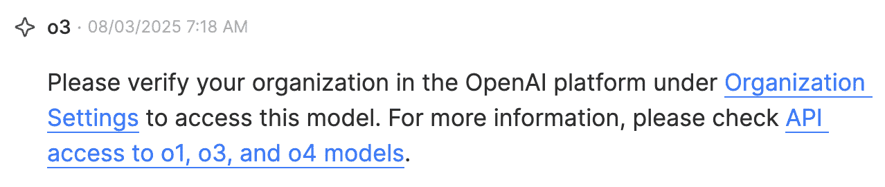 在 Heptabase 的 AI Chat 會遇到 o3、o4-mini 模型無法使用，跳出這段錯誤訊息，是因為 OpenAI 那邊尚未驗證