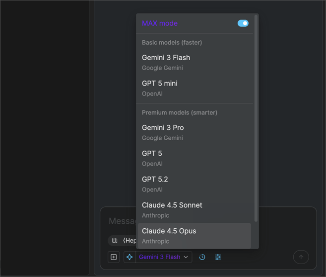 在 Heptabase Chat 開啟 MAX mode 之後，我們的 AI 模型感覺很像上了 Buff 還是吃了無敵星星
